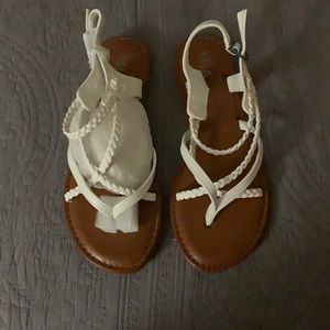 Size 9, White Strappy Sandals
